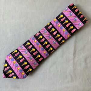 Windsor Collection Ice Cream Novelty Silk‎ Tie Pink Candy Stripe 60” Quirky Fun
